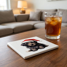 Bouvier de Flandre Puppy Drawing ceramic coasters set of 4, lifestyle