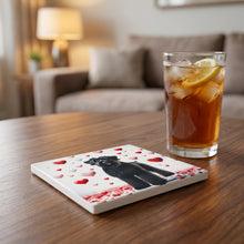 Giant Schnauzer ceramic coasters set of 4, lifestyle