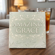 Amazing Grace ceramic coasters set of 4, lifestyle