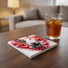 Bull Terrier ceramic coasters set of 4, lifestyle