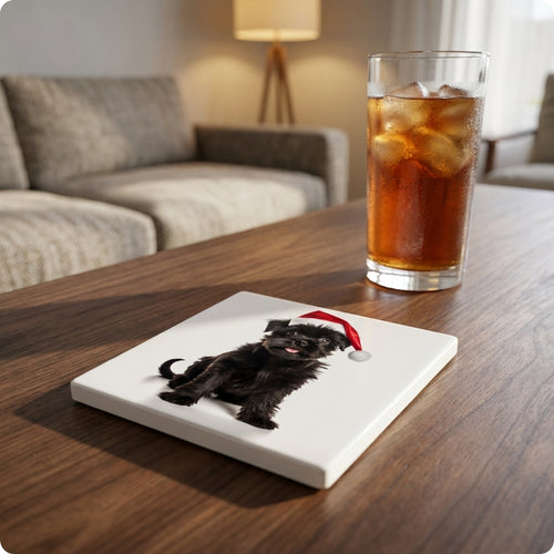 Affenpinscher Puppy ceramic coasters set of 4, lifestyle