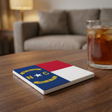 North Carolina State Flag ceramic coasters set of 4, lifestyle