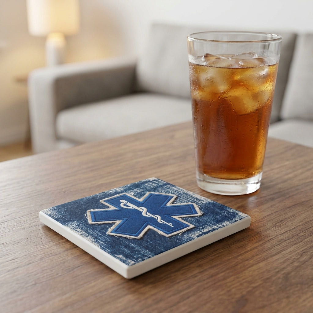 EMS Star Of Life ceramic coasters set of 4, lifestyle