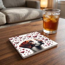Beagle ceramic coasters set of 4, lifestyle
