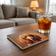 Poodle Portrait ceramic coasters set of 4, lifestyle