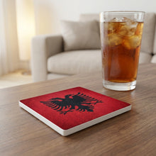 Albania Flag Pride ceramic coasters set of 4, lifestyle