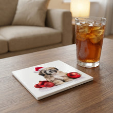 Lhasa Apso Puppy ceramic coasters set of 4, lifestyle
