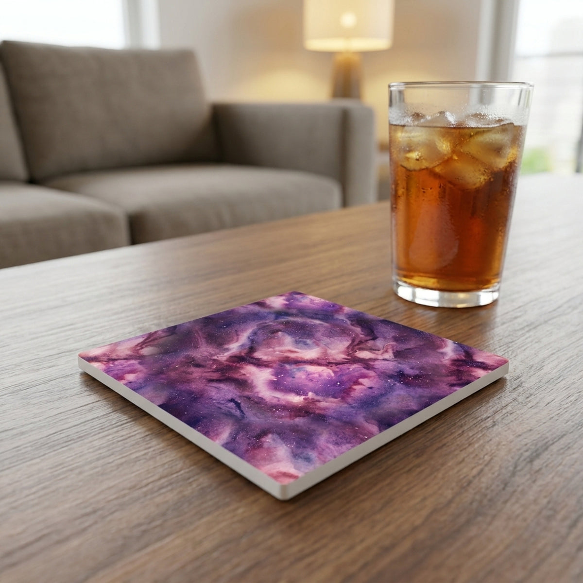 Galaxy Nebula ceramic coasters set of 4, lifestyle