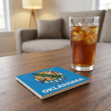 Oklahoma State Flag ceramic coasters set of 4, lifestyle