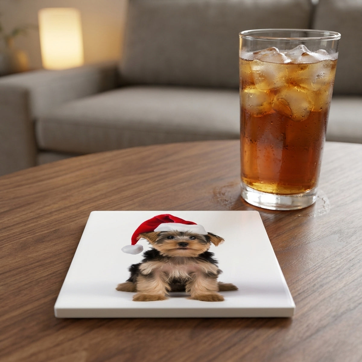 Yorkshire Terrier ceramic coasters set of 4, lifestyle