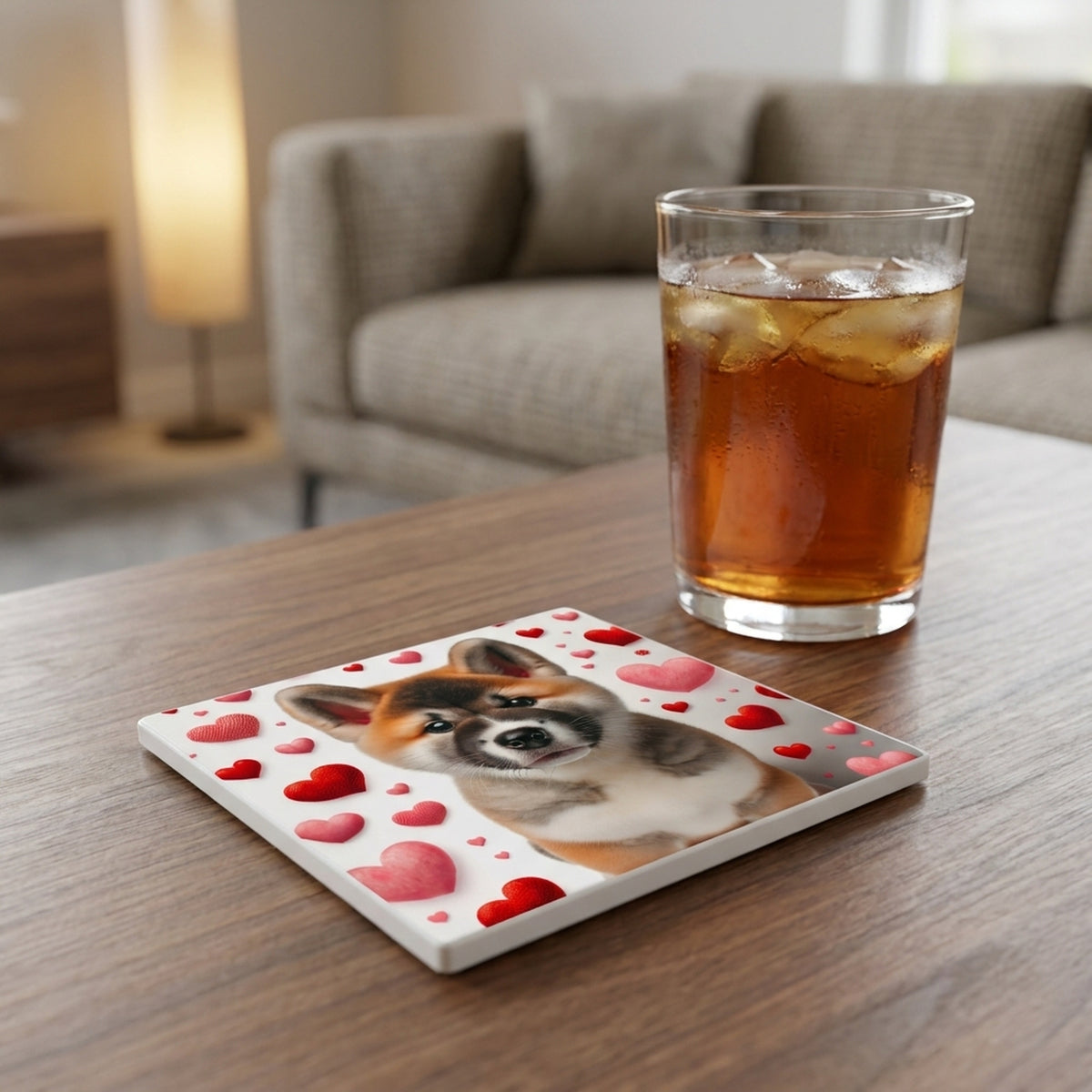 Akita ceramic coasters set of 4, lifestyle