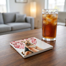 Airedale Terrier ceramic coasters set of 4, lifestyle