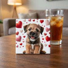 Border Terrier ceramic coasters set of 4, lifestyle