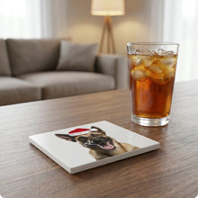 Belgian Malinois ceramic coasters set of 4, lifestyle