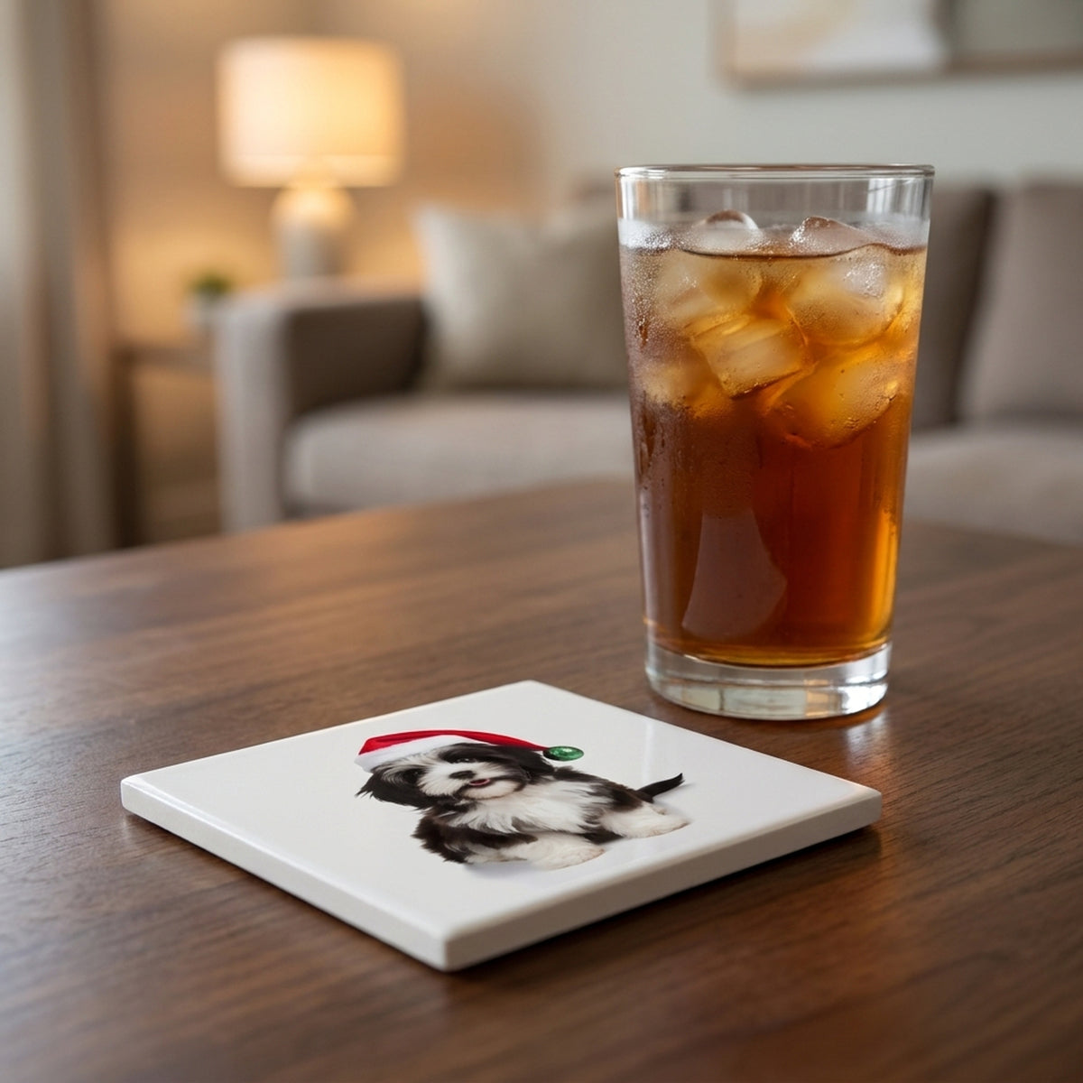 Havanese ceramic coasters set of 4, lifestyle