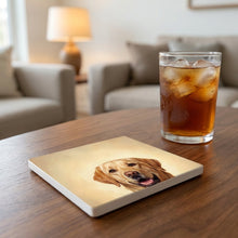 Labrador Retriever Portrait ceramic coasters set of 4, lifestyle