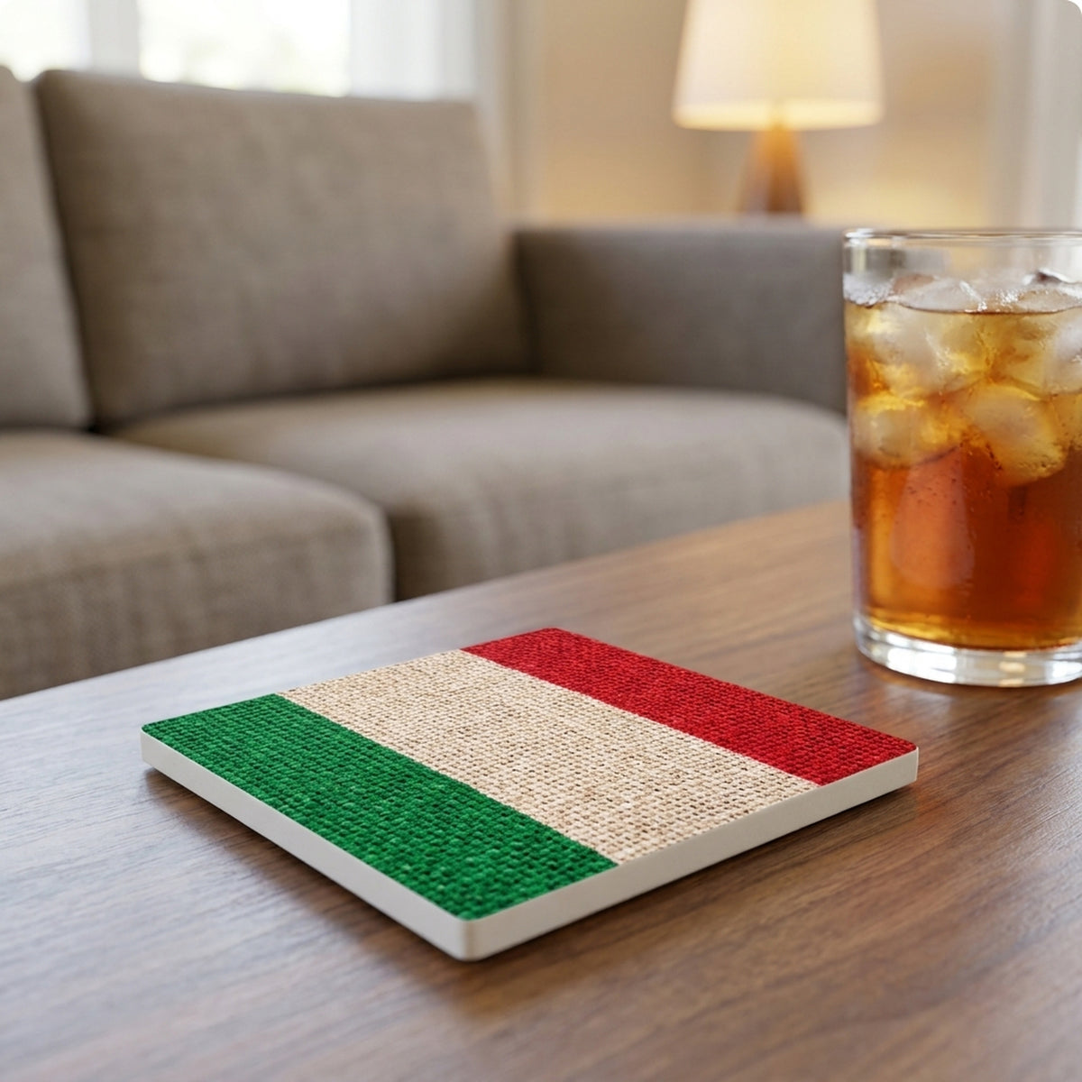 Italy Flag Pride ceramic coasters set of 4, lifestyle