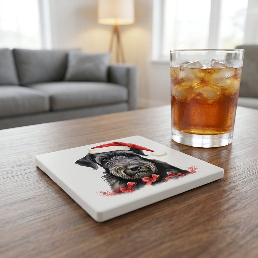Giant Schnauzer Puppy Drawing ceramic coasters set of 4, lifestyle