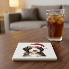 Spanish Water Dog Puppy Drawing ceramic coasters set of 4, lifestyle