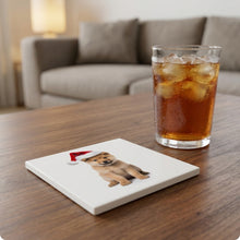Finnish Spitz Puppy ceramic coasters set of 4, lifestyle