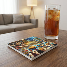 Chrismukkah Holiday Celebration ceramic coasters set of 4, lifestyle