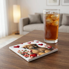German Shepherd Dog ceramic coasters set of 4, lifestyle
