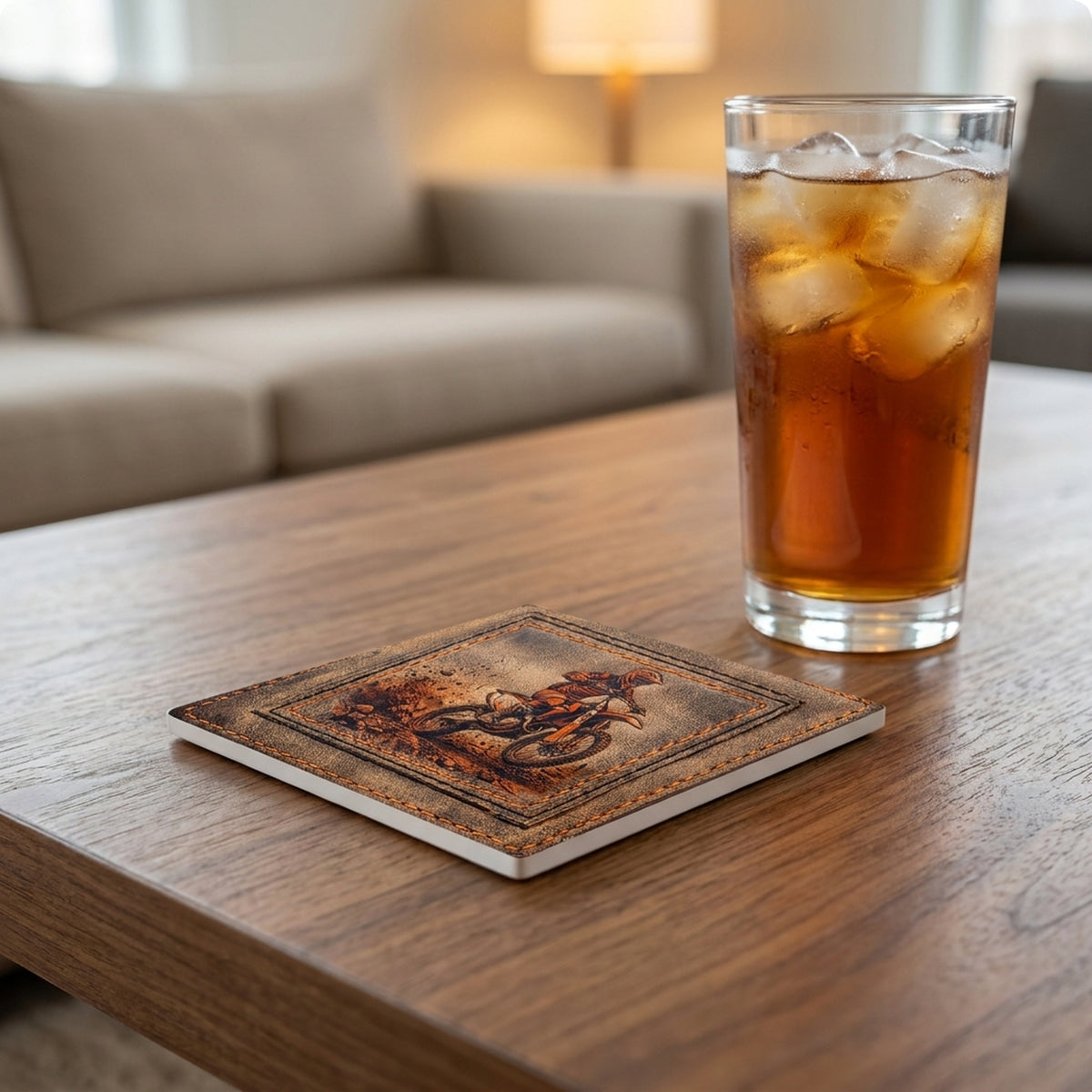 Motocross Dirt Bike ceramic coasters set of 4, lifestyle