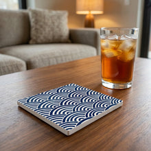 Ukiyo-e Wave Pattern ceramic coasters set of 4, lifestyle