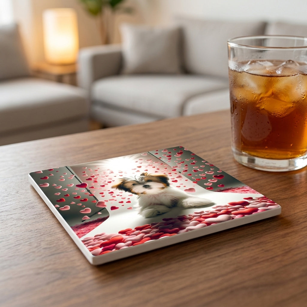 Havanese ceramic coasters set of 4, lifestyle