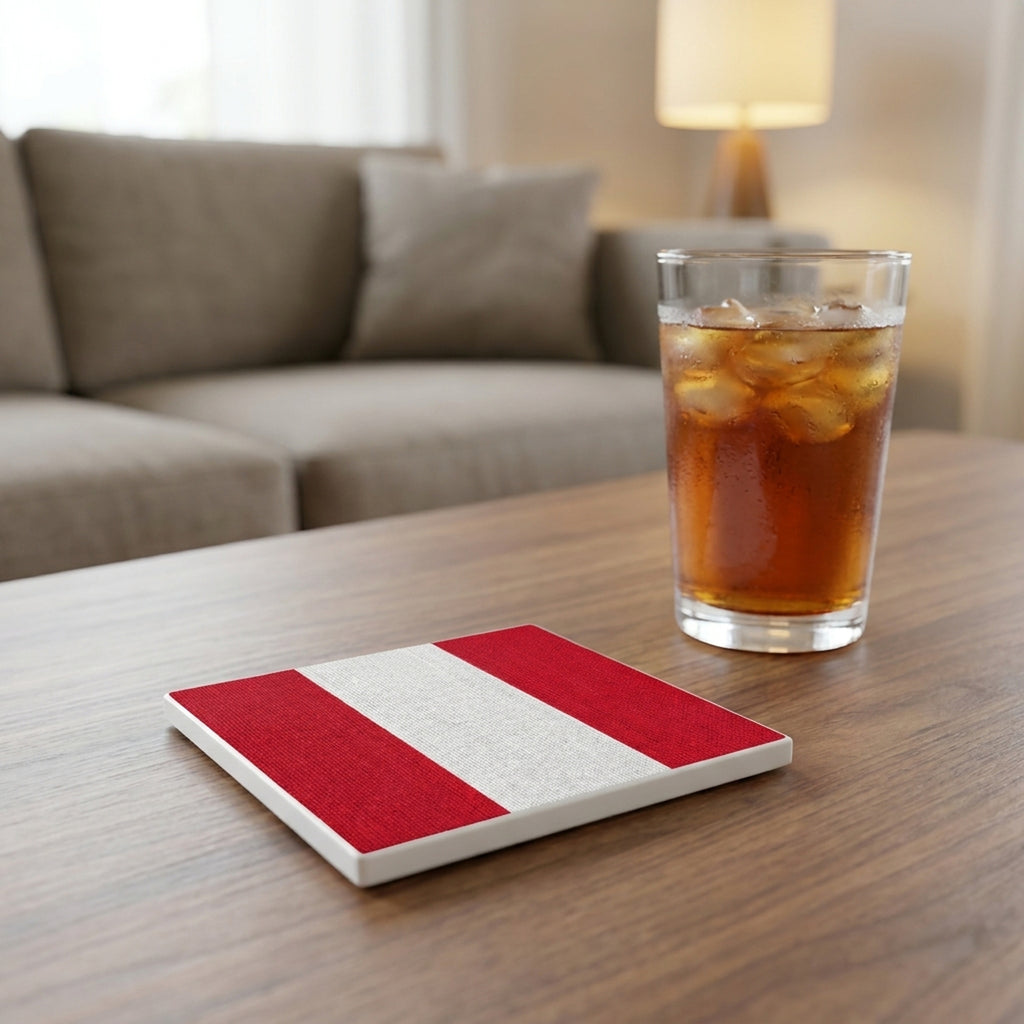 Peru Flag Pride ceramic coasters set of 4, lifestyle