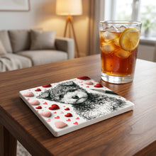 Poodle ceramic coasters set of 4, lifestyle