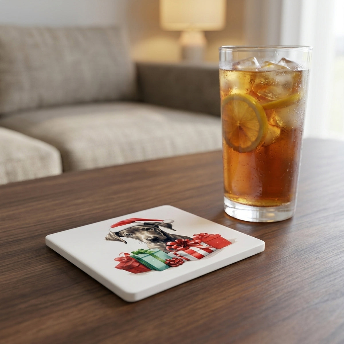 Azawakh Puppy Drawing ceramic coasters set of 4, lifestyle