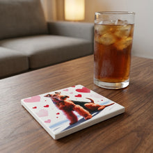 Airedale Terrier ceramic coasters set of 4, lifestyle
