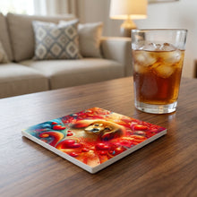 Cavalier King Charles Spaniel ceramic coasters set of 4, lifestyle