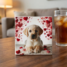 Labrador Retriever ceramic coasters set of 4, lifestyle