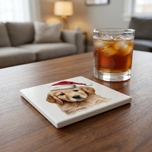 Golden Retriever Puppy Drawing ceramic coasters set of 4, lifestyle
