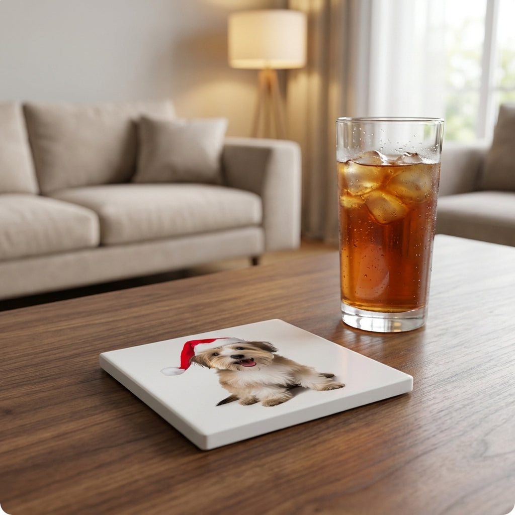Biewer Terrier ceramic coasters set of 4, lifestyle
