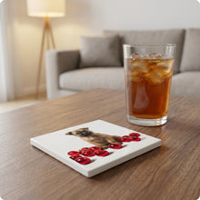 Cairn Terrier Puppy ceramic coasters set of 4, lifestyle