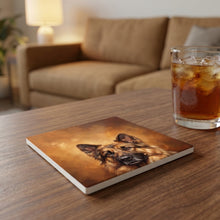 German Shepherd Portrait ceramic coasters set of 4, lifestyle
