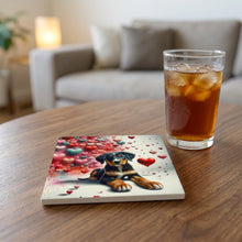 Bernese Mountain Dog ceramic coasters set of 4, lifestyle