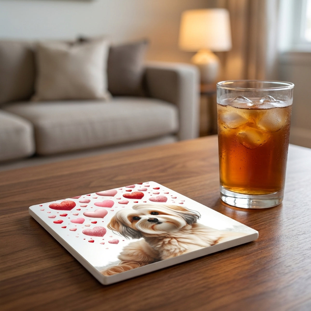 Havanese ceramic coasters set of 4, lifestyle