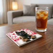 German Shepherd Dog ceramic coasters set of 4, lifestyle