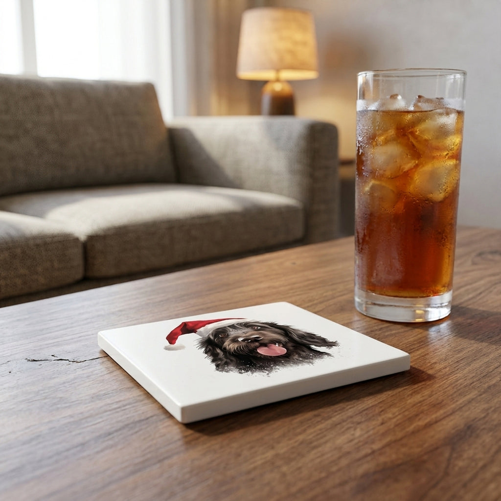 Spinone Italiano ceramic coasters set of 4, lifestyle