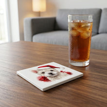 West Highland White Terrier Puppy Drawing ceramic coasters set of 4, lifestyle