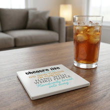 Theatre Life - Odd Things in Public ceramic coasters set of 4, lifestyle