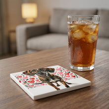 Rhodesian Ridgeback ceramic coasters set of 4, lifestyle