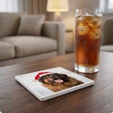 Tibetan Mastiff ceramic coasters set of 4, lifestyle