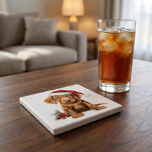 Wirehaired Vizsla Puppy Drawing ceramic coasters set of 4, lifestyle