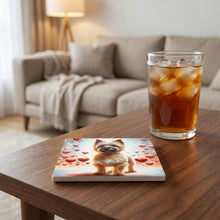 Cairn Terrier ceramic coasters set of 4, lifestyle