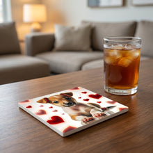 Jack Russell Terrier ceramic coasters set of 4, lifestyle